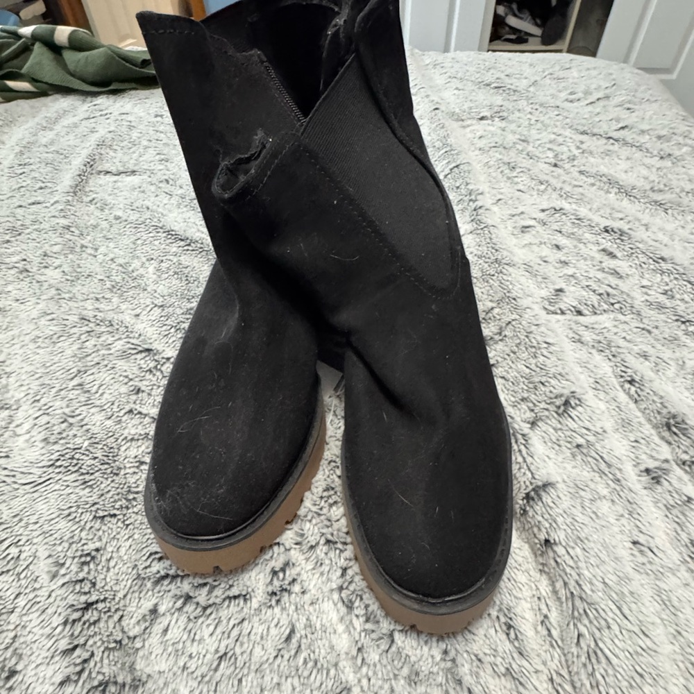 Black Ankle Boots with Brown Soles